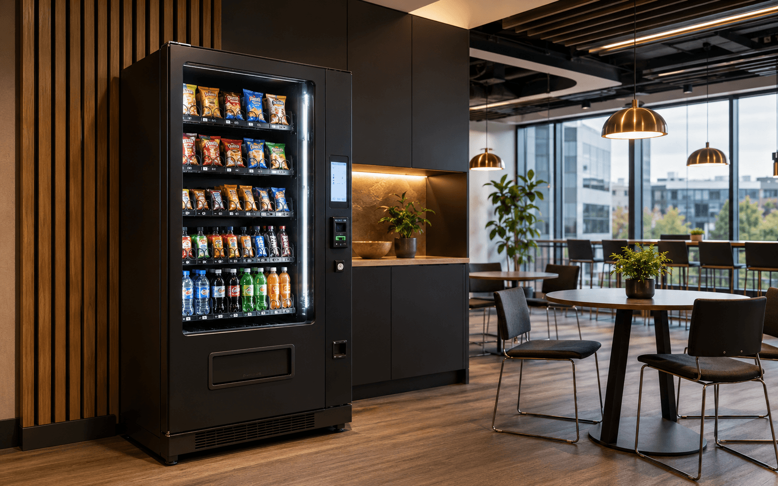 NEXA snack and beverage vending machine in an office breakroom